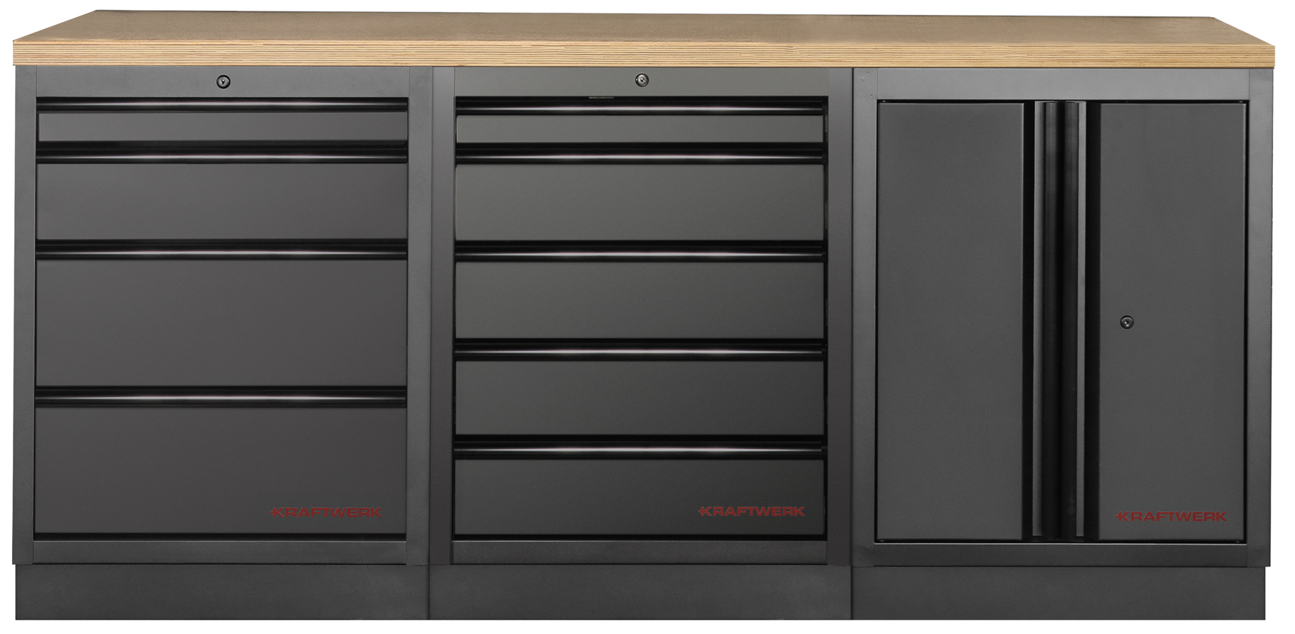 Werkzeugschrank, Werkzeugkiste, Metallschrank, Grau, Holzoberseite